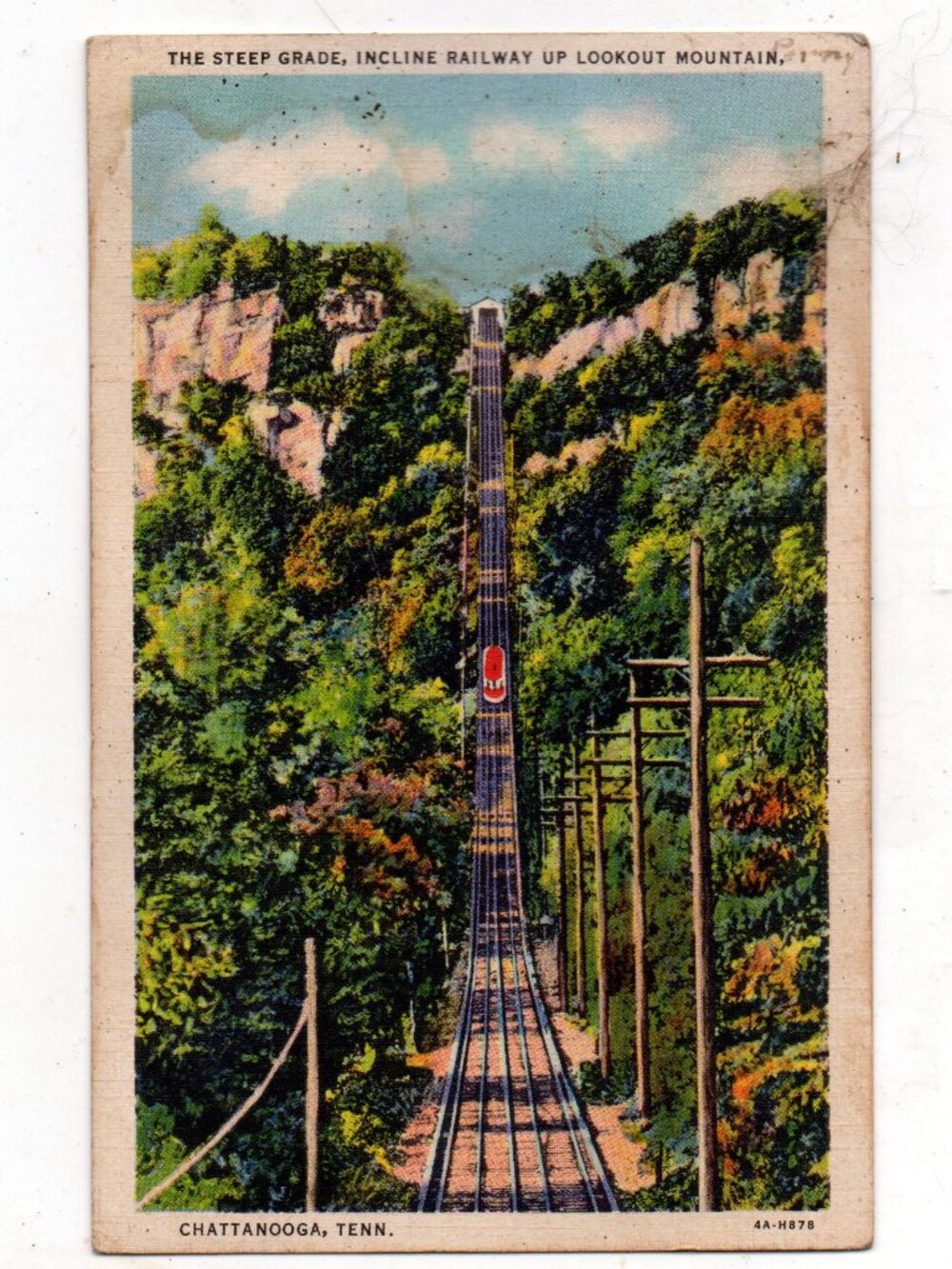 Unused Vintage Postcard - Incline Railway Up Lookout Mountain